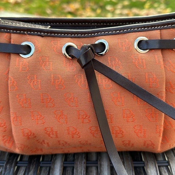 Dooney & Bourke Signature Canvas Handbag w/ Leather Trim - Burnt Orange & Brown - Picture 2 of 16
